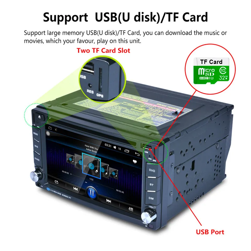 Flash Deal AR6002B 6.2" Car DVD Player 2 Din Touch Screen Stereo Radio Audio MP3 Music Player with GPS Navigation Steering Wheel Control 18