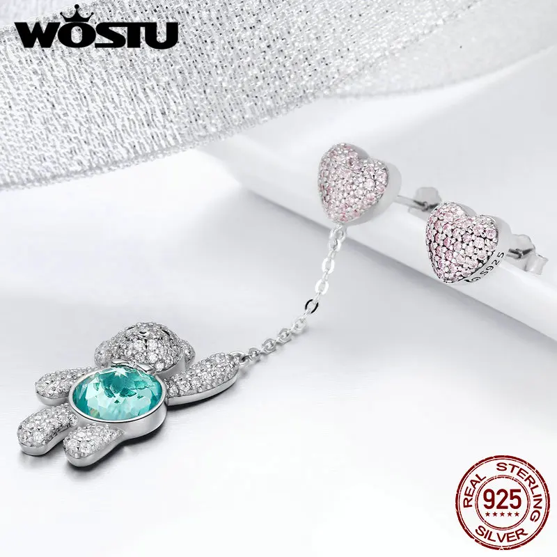 WOSTU Роскошные серьги гвоздики из 100% стерлингового серебра 925 пробы с