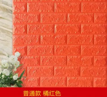 70*77 см 3D PE пенка, камень, кирпич, наклейки на стену, домашний декор, гостиная, художественная Фреска для детей, безопасные самоклеющиеся рельефные DIY обои - Цвет: Orange