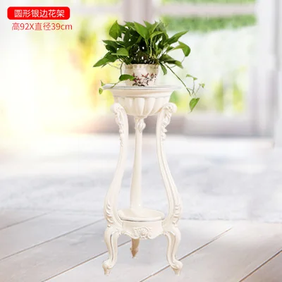 Европейский стиль ABS Роскошная гостиная белый цветок стенд балкон многофункциональный внутренний пол креативный зеленый цветочный горшок стойка - Цвет: ivorysilve 39DxH92cm