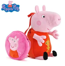 2 шт. Подлинная Peppa Свинья 44 см сумка + 1 шт. кукла малыш милые сумки рюкзак детский сад плюшевые мультфильм мешок Горячая Распродажа большая скидка