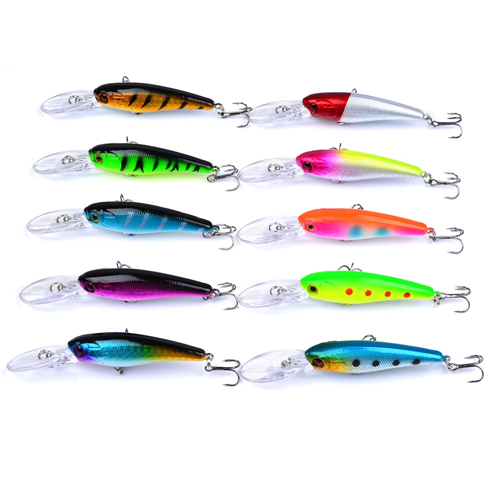 1pc cheap random colourMinnow Fishing Lure 10 Colors Bass Baits 9CM 3.