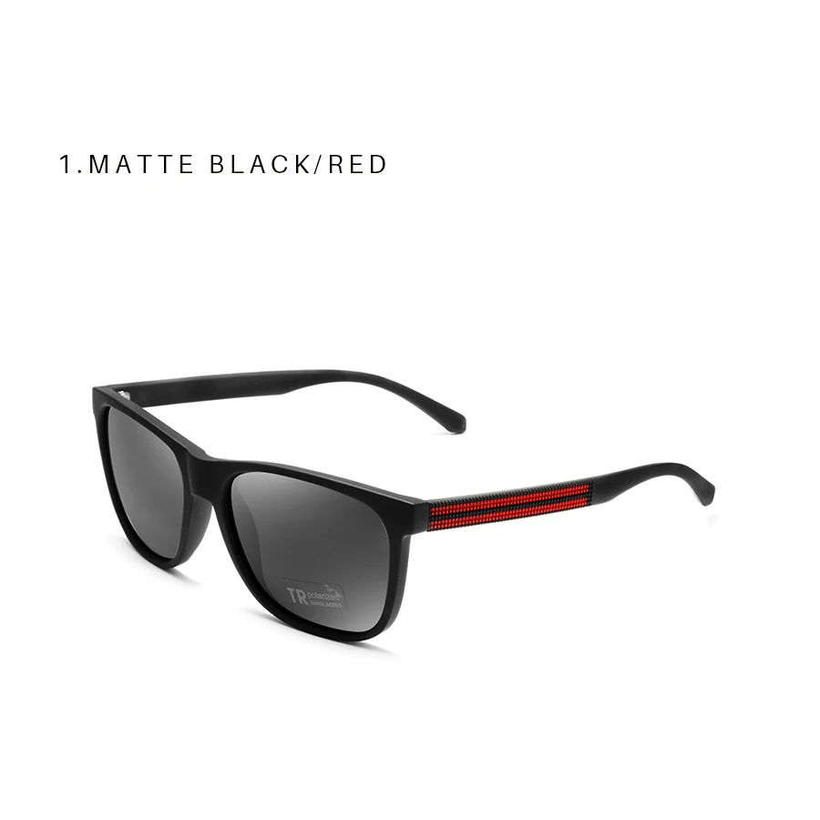 AEVOGUE HD Polaroid Солнцезащитные очки для мужчин оправа TR90 матовая черная квадратная красная линия винтажные очки для женщин фирменный дизайн UV400 AE0616 - Цвет линз: NO1