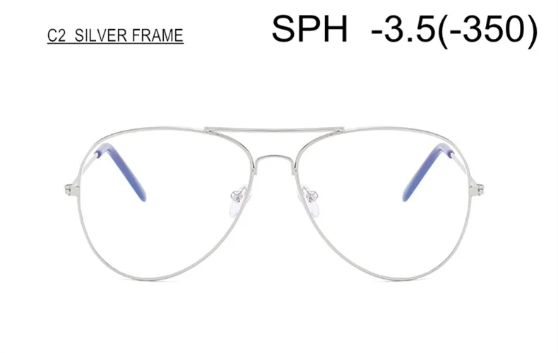 SUMONDY Рецептурные очки для близорукости SPH от 0 до-6,0 для женщин и мужчин модные оправа металлический оптические очки с диоптром по рецепту конечный продукт UF51 - Цвет оправы: C2 SILVER (-3.5)