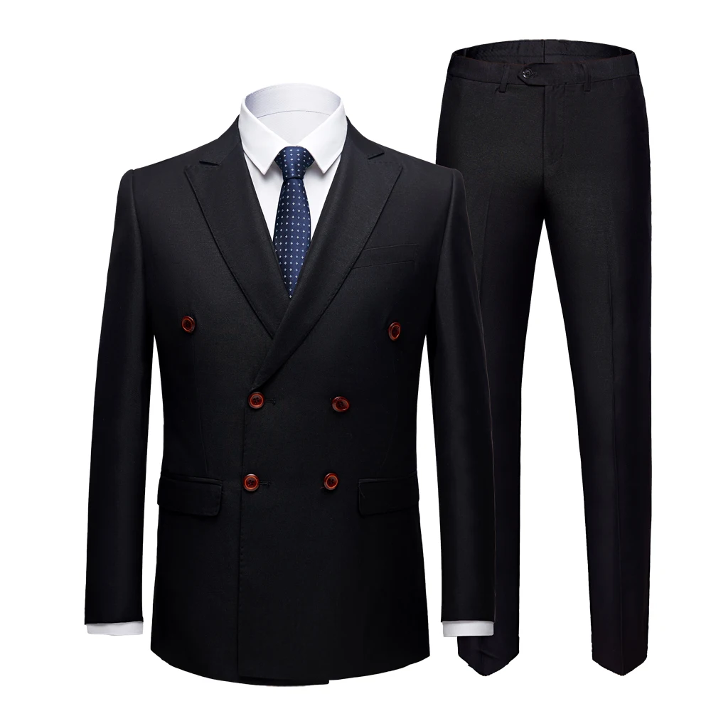 2019 Three Piece Suit Men Slim Fit Wedding Black/Blue Suit Double Breasted Groom Mens Dress Suits Erkek Smokin Prom Suits