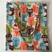 YILE хлопковая Льняная сумка на плечо эко хозяйственная сумка с принтом разноцветных сов 1732-5