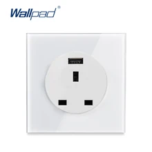 Wallpad L6 белое стекло Одиночная 13A BS UK стенная электрическая розетка с портом зарядного устройства USB 2.1A