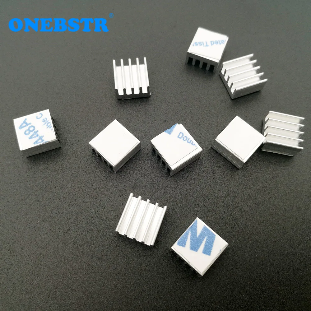 10Pcs/lot 8.8X8.8X5mm Cooling Radiator Adhesive On The Back Glue Cooler Electronic Chip Heatsink For A4988 Chip Free Shipping