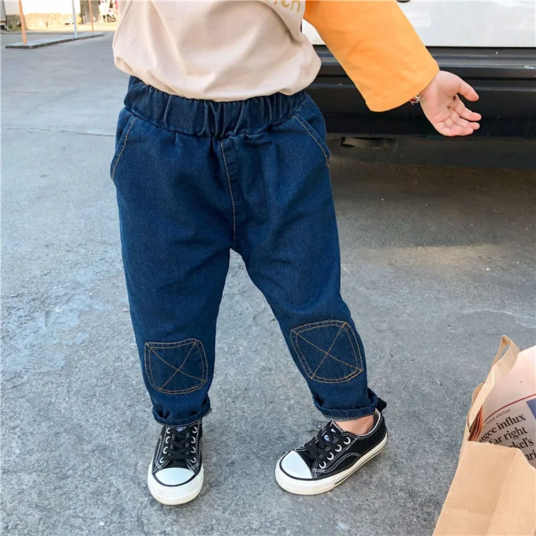 Calças de Brim a Primavera Pequenas e Médias Jeans de Patch Meninos Outono Novas Meninas Moda Fresco Calça eo 2020 5 High Quality Mamãe e Bebê