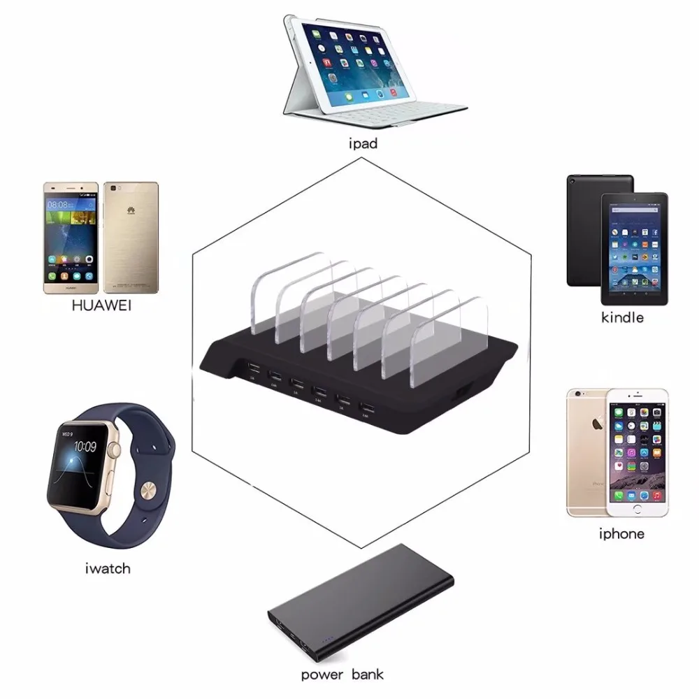 6 портов usb зарядная станция Настольный планшет и смартфон мульти-устройство концентратор зарядная док-станция для iphone супер быстрая