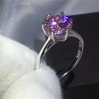 

Solitaire ring 100% Real 925 sterling silver Engagement Wedding Band Rings for women men 3ct Pink AAAAA zircon cz Bridal Jewelry