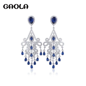 

GAOLA European Blue Cubic Zirconia Dangle Earrings For Women Bridal Wedding Jewelry GLE6208
