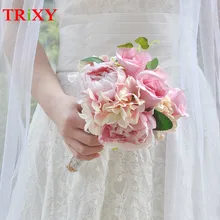 TRiXY A10 дешевые невесты Свадебные украшения Искусственные цветы букет невесты романтичный розовый свадебный букет