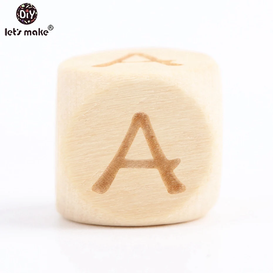 Beads Letter A Let's Make 12 мм 10 шт клен деревянные английские буквы бусины индивидуальное изготовление ювелирных изделий ожерелье бусы на заказ имя ребенка - Цвет: Beads Letter A