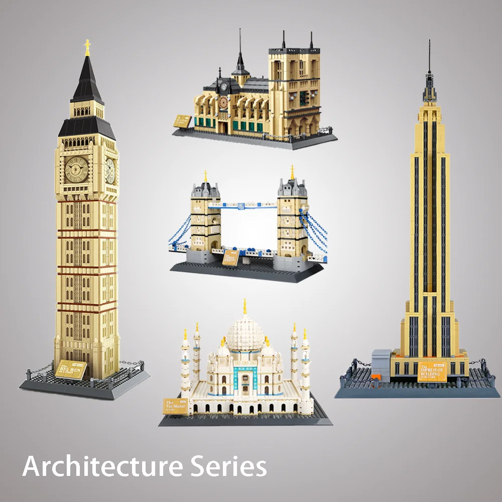 

LOCKings City Toys World landmark Architecture Building Blocks Big Ben Tower bridge of LODON Mahal Compatible LOCKINGLYs Creator