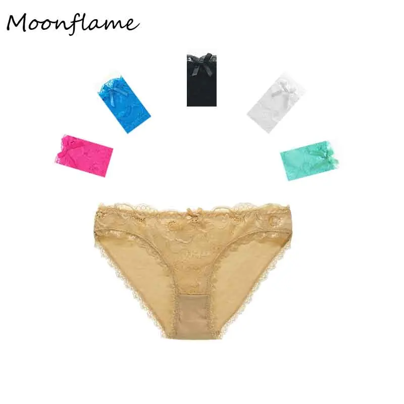 

Moonflme 5 pcs/lots Hot Sale 2019 Underwear Women Sexy Lace Transparent Cotton Panties 89288