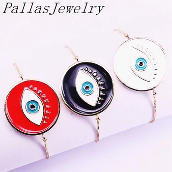 

10Pcs Top Quality Round Connector, Mix colors Enamel Eyes Connector Charm Bracelet Fashion Jewelry