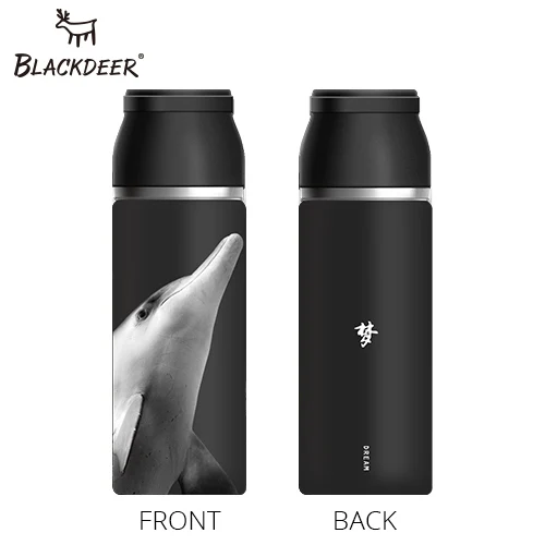 dolphin BLACKDEER Спортивная бутылка-термос с ручкой, двойной слой, 316 нержавеющая сталь, пиксель, животное, 3D, чай, вода, вакуумная колба - Цвет: dolphin