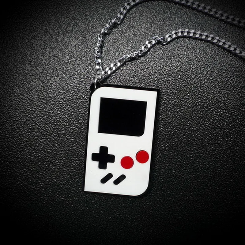 128N Hip Hop Gameboy Acrylic Square Handle Necklace For Women Double