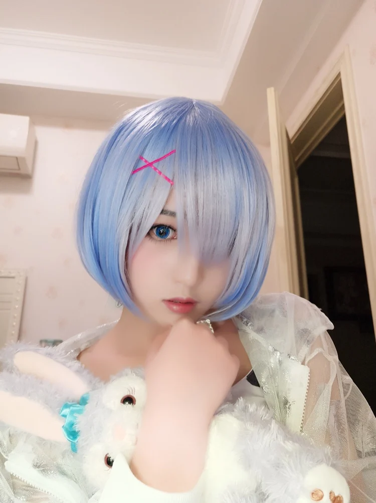 Парик для косплея REM с градиентом парик ОЗУ Re:Zero начинающих жизнь в другом мире