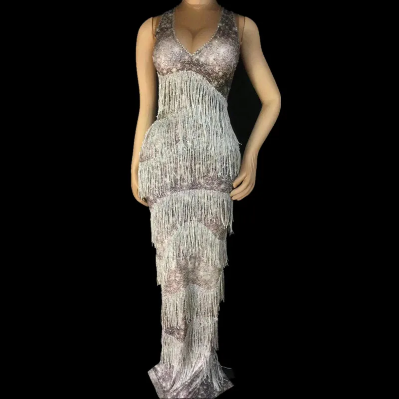 Summer-Long-Dress-Female-Party-Wear-Sexy-Gray-Tassel-Costume-Women-s-Performance-Birthday-Celebrate