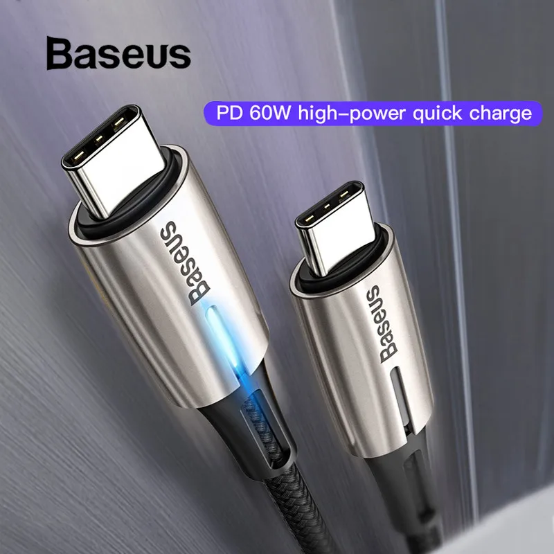

Baseus USB Type C Cable for Huawei Quick Charging Type-C Cable with Indicator Light PD 2.0 Flash Charge Type-C Charging Cable