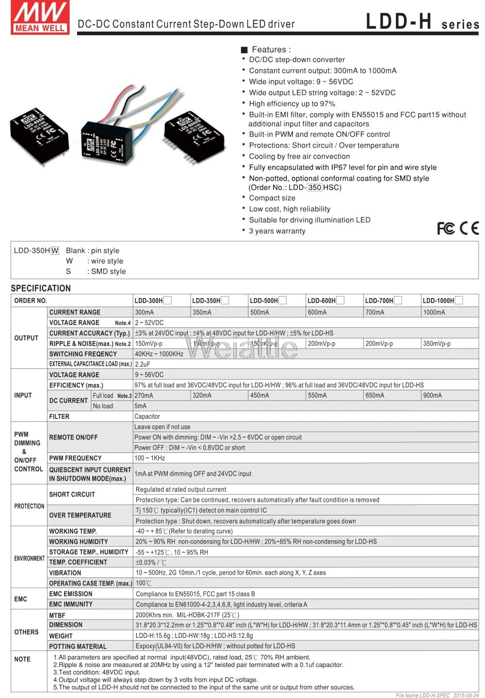 MEAN WELL LDD-300HW 2~ 52VDC 300mA meanwell LDD-300 DC-DC светодиодный драйвер