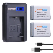 2Pcs NB-13L NB 13L NB13L Battery + LCD USB Charger for Canon PowerShot G5X G7X G9X G7 X Mark II G9 X,SX620 SX720 SX730 HS