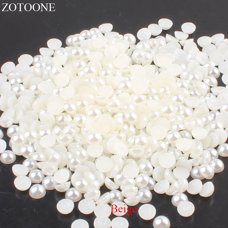 

ZOTOONE 1000Pcs 2-5mm beige ABS Resin Half Round Pearls For Nail Art Flatback Non Hotfix Rhinestones Pearl Shoes Beads DIY Phone