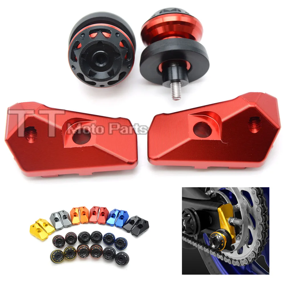 

Motorcycle CNC Aluminum Rear Axle Spindle Chain Adjuster Blocks+Swingarm Sliders for YAMAHA YZF-R3 YZFR3 YZF R3 2015 2016 15 16