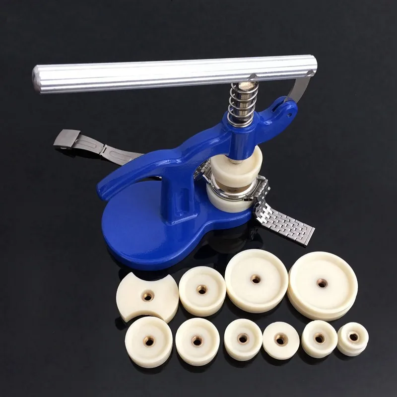 

Professional Watch Back Case Crystal Cover Press Presser Closer Watchmakers Repair Kit Tool 1 x Watch Case Presser + 12x Die Set