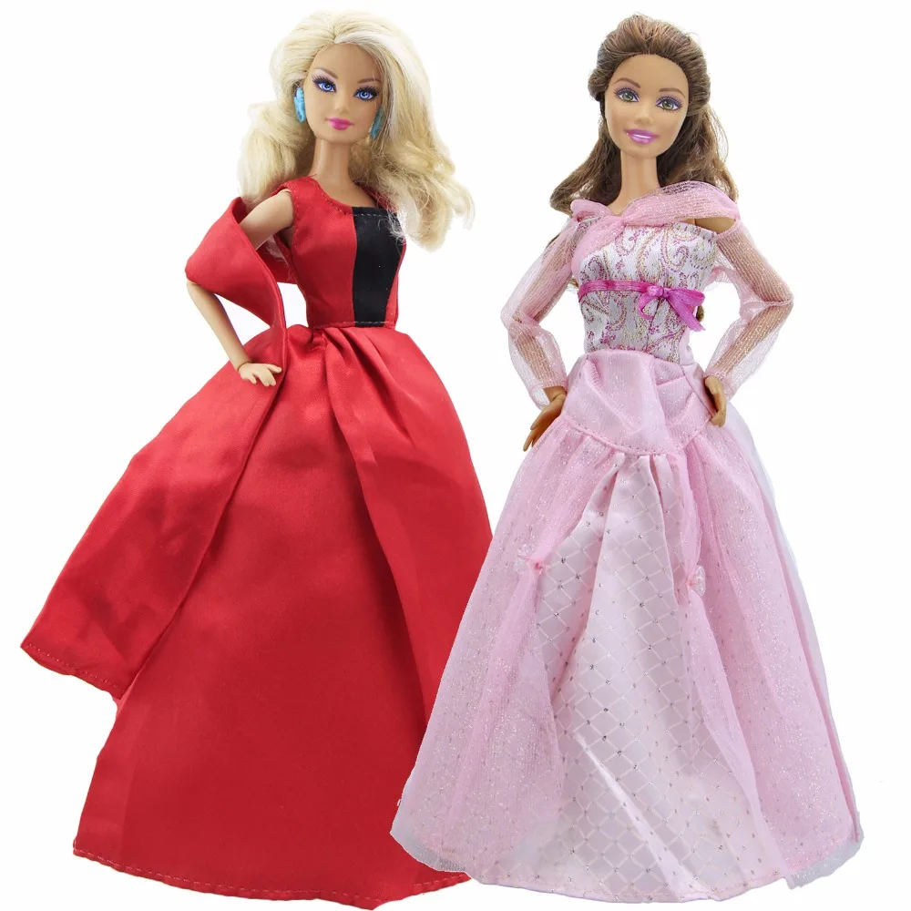 

Handmade Wedding Dress Dinner Party Gown Mixed Style Long Skirt Clothes For Barbie Doll Dollhouse Accessories Girl's Gift Toys