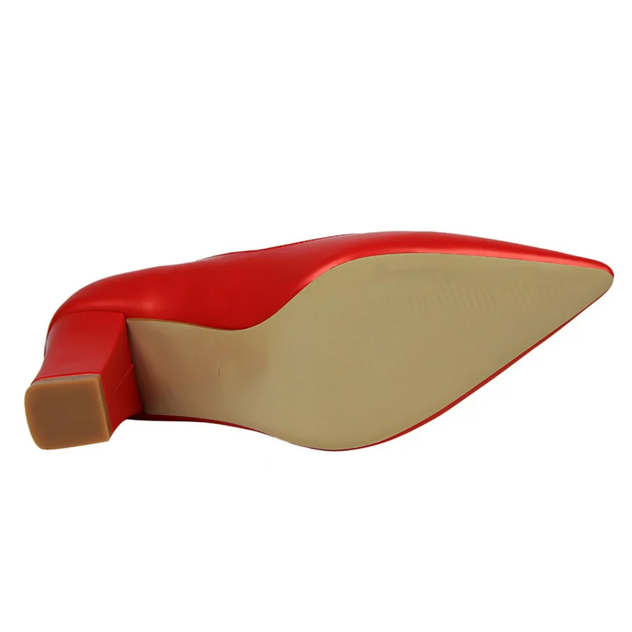 women pumps comfortable thick with high heel 8CM leather temperament shallow mouth pointed hollow out single woman shoes