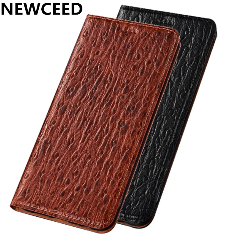  Ostrich pattern cowhide leather retro vintage phone pouch bag for Asus ZenFone 3 Zoom ZE553KL/ZenFo