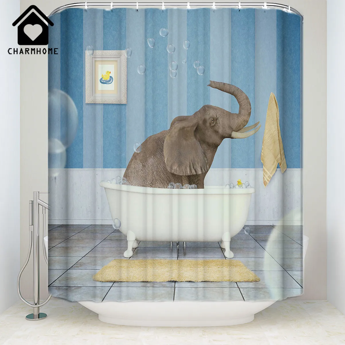 Charmhome Elephant Taking A Shower Bathing In Bath Tub Shower Curtain Funny Print Waterproof Polyester Fabric Bathroom Decor Elephant Bathroom Decor Elephant Shower Curtainshower Curtain Elephant Aliexpress