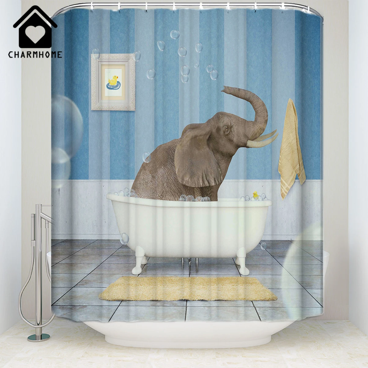 Charmhome Gajah Mandi Mandi Di Bak Mandi Mandi Tirai Lucu Cetak