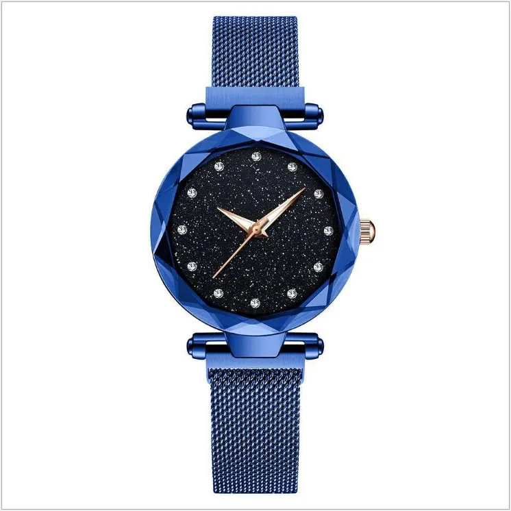 star FMW03blue Женские часы с ремешком из нержавеющей стали, модные, элегантные, с магнитной пряжкой, Vibrato, фиолетовые, женские наручные часы, звездное небо, римская цифра, подарок, часы - Цвет: star FMW03blue