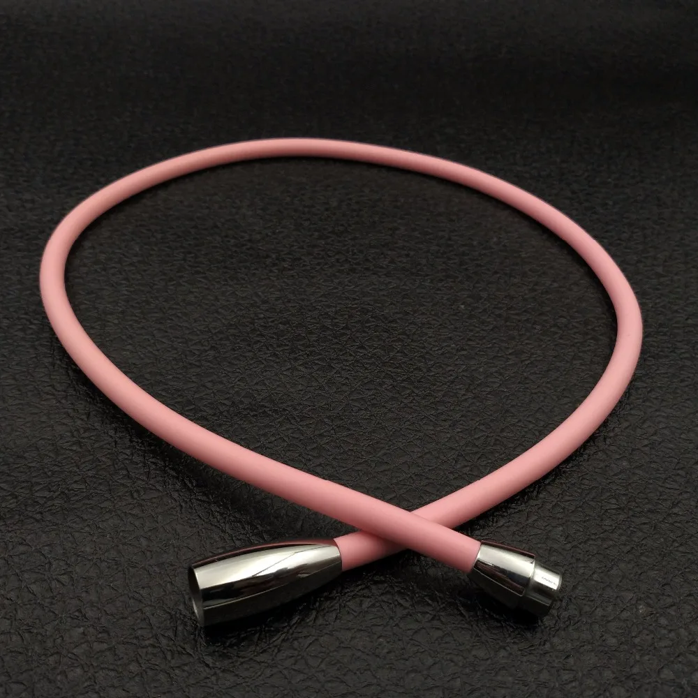 Fashionable stainless steel olive button silicone energy collar