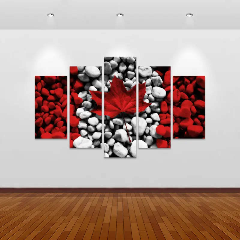 5 pcs HD Print canada flag wall art Painting Canvas Art home decor