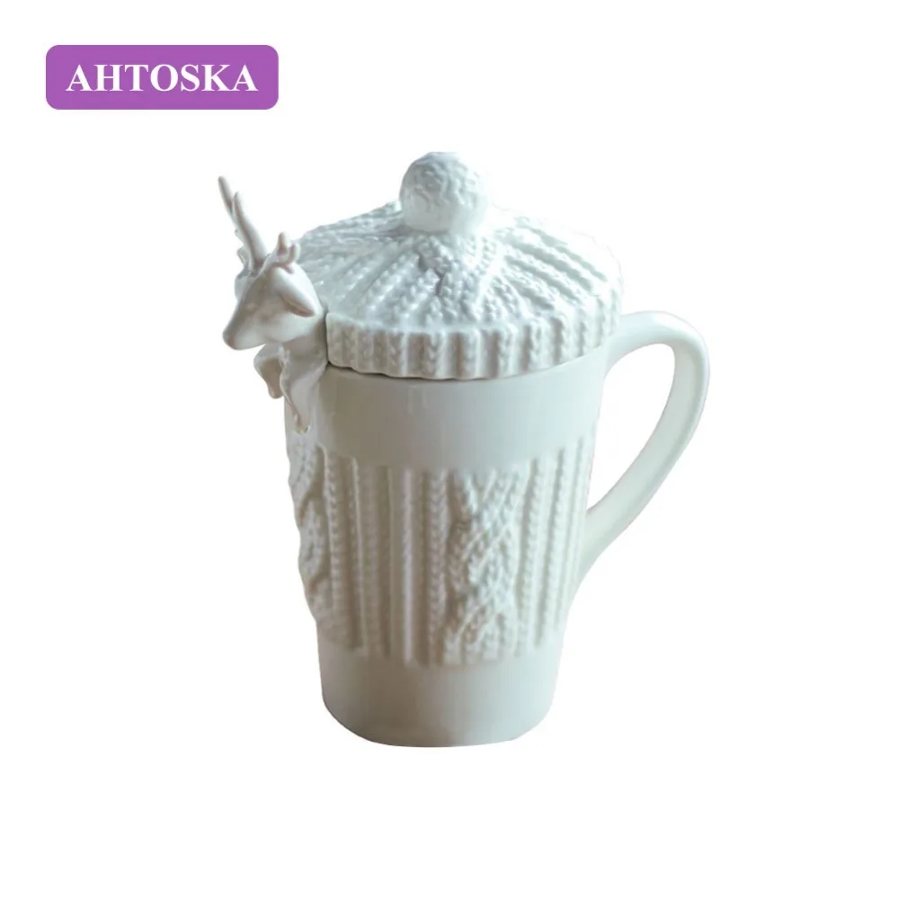 AHTOSKA 3D милая рельефная кофейная кружка с оленем чашки для пары рождественские