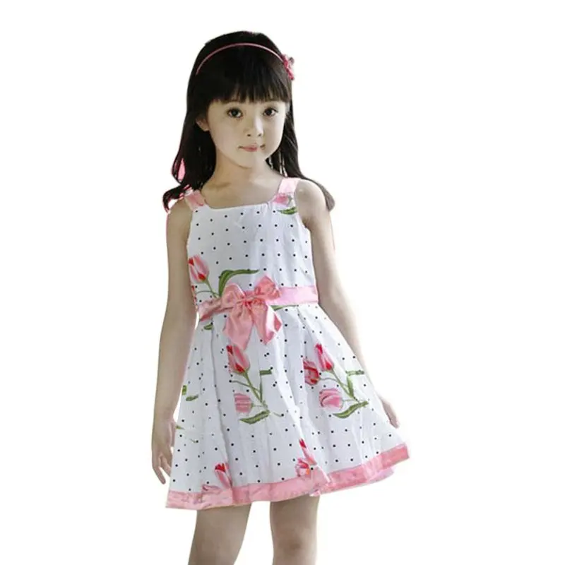 Kids Girls Bowknot Flower Dress One Piece Party Dress Sundress Costume