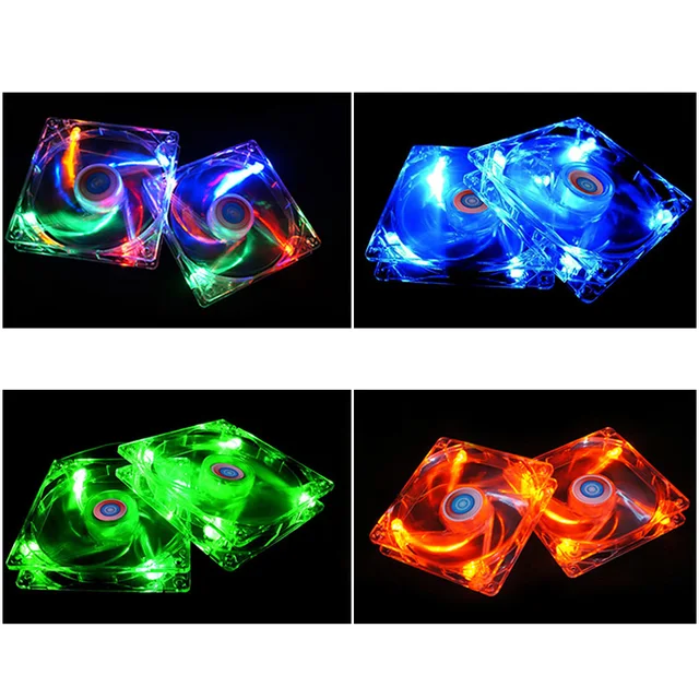 Best Offers Newest Office Computer Components IMP-691 Cool 7 Lights Quad LED Light Neon Clear 14*14*2.5cm PC Computer Case 14cm Fans Cooling