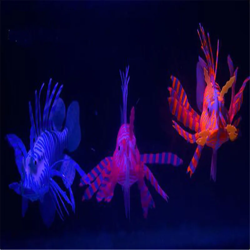 1PCS 3 colors Fluorescent simulation lion fish aquarium decoration glow