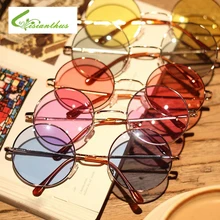 Женские разноцветные Круглые Солнцезащитные очки, Золотая оправа, очки, оттенки хиппи Леннон, Ретро стиль, стимпанк, унисекс, мужские солнцезащитные очки UV400