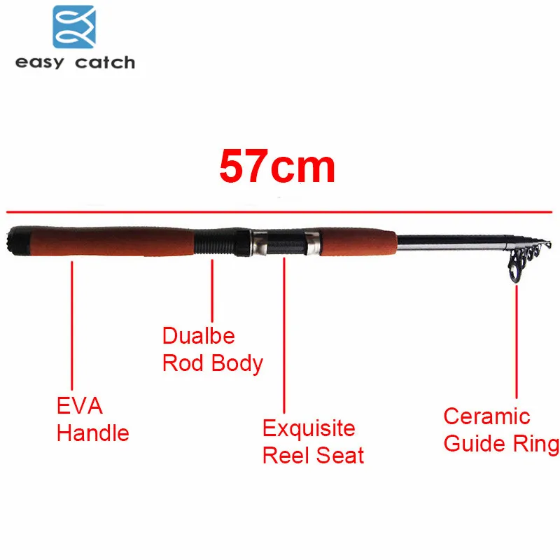 Easy Catch 2.4m Fiberglass Telescope Baitcasting Fishing Rod And Reel Casting Spinning Fishing Rods And Waterproof Bag Combo