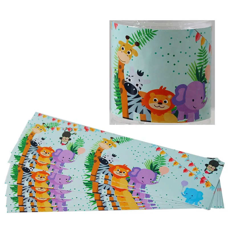 Jungle Party Decoration Cartoon Animal Bottle Stickers Birthday Party Decoration Kids Water Bottle Label Safari Party Supplies