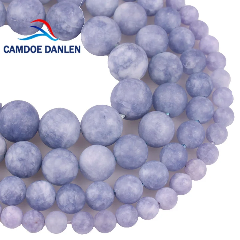 

Natural Stone Dull Polish Blue Jades Angelite Stone Round Beads 6/8/10/12MM DIY Charms Beads For Jewelry Accessorie Wholesale