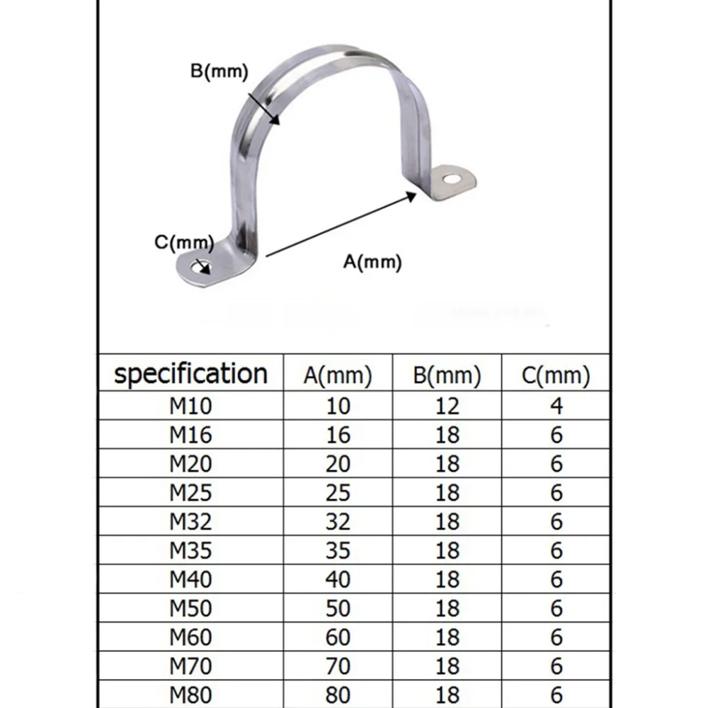 10 шт. Сверхмощный жесткий трубный ремень седло зажим из нержавеющей стали u-образный Трубопровод Зажим шланг трубы зажимы с 2 отверстиями