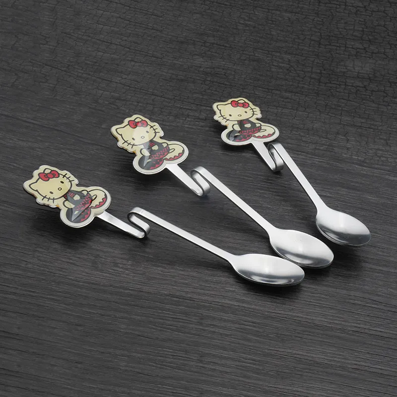 

1PC Hello kitty Dinnerware Teaspoons Soup Ladle Kids Tableware Stainless Steel Hanging Spoons