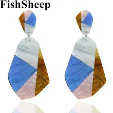 Statement 2018 ZA Big Acrylic Multi Color Geometric Drop Earrings For Women Exaggerated Large Irregular Pendant Earrings Jewelry